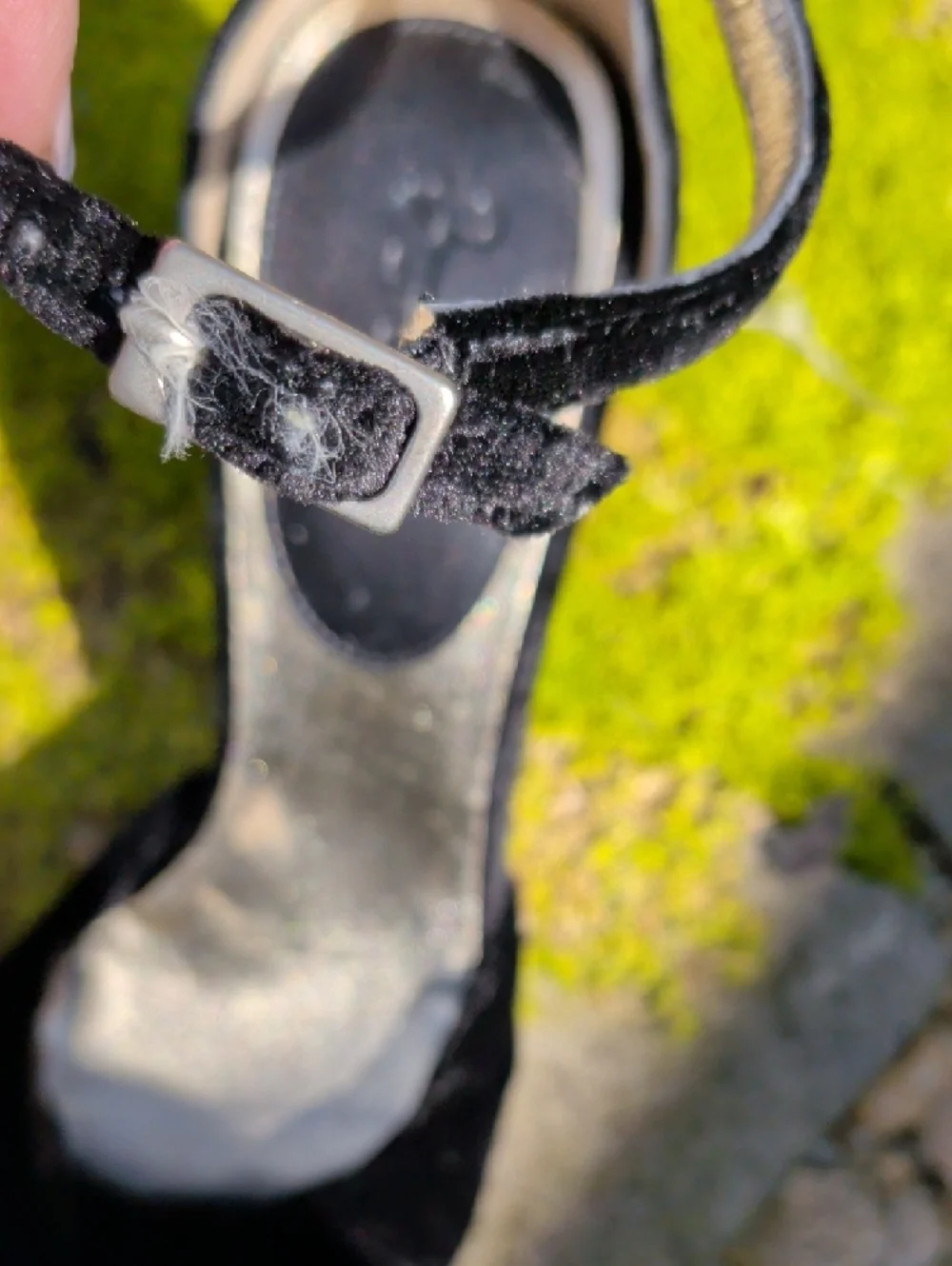 Boden Black Velvet Ankle-Strap Heels